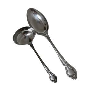Lyons Serving Tablespoon Gravy Ladle Queens Fancy Stainless Steele Vintage 1970s
